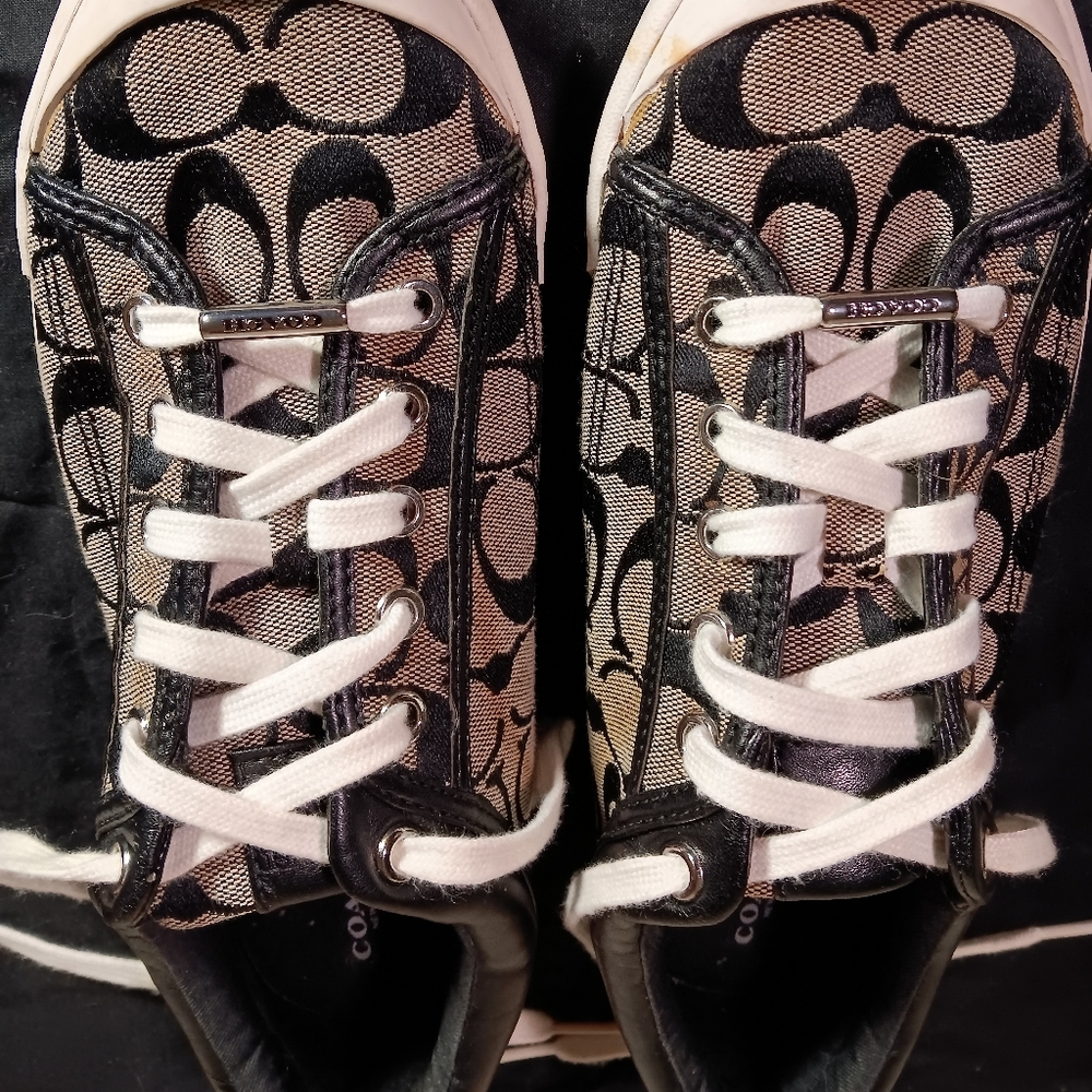Ladies Coach Black and Grey Patterned Sneakers